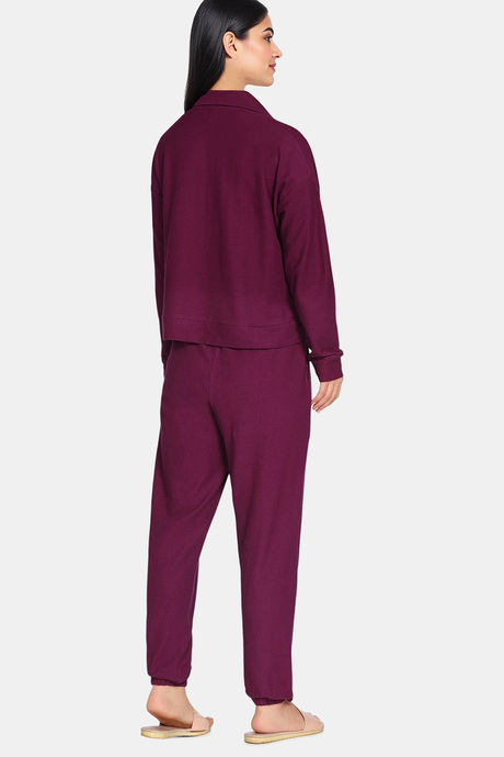 Zivame 2 Mile Fashion Knit Cotton Lifewear Set - Plum Caspia — image 3